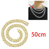 Maxbell Cuban Link Chain Necklace Hip Hop Jewelry Handmade Decoration Bling Durable Aureate 50cm