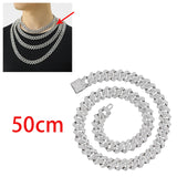 Maxbell Cuban Link Chain Necklace Hip Hop Jewelry Handmade Decoration Bling Durable Argent 50cm