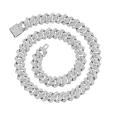 Maxbell Cuban Link Chain Necklace Hip Hop Jewelry Handmade Decoration Bling Durable Argent 55cm