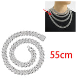 Maxbell Cuban Link Chain Necklace Hip Hop Jewelry Handmade Decoration Bling Durable Argent 55cm