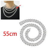 Maxbell Cuban Link Chain Necklace Hip Hop Jewelry Handmade Decoration Bling Durable Argent 55cm