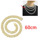 Maxbell Cuban Link Chain Necklace Hip Hop Jewelry Handmade Decoration Bling Durable Aureate 60cm