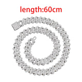 Maxbell Cuban Link Chain Necklace Hip Hop Jewelry Handmade Decoration Bling Durable Argent 60cm