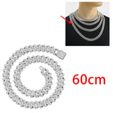 Maxbell Cuban Link Chain Necklace Hip Hop Jewelry Handmade Decoration Bling Durable Argent 60cm