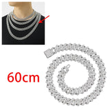 Maxbell Cuban Link Chain Necklace Hip Hop Jewelry Handmade Decoration Bling Durable Argent 60cm