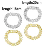 Maxbell 15mm Cuban Link Chain Bracelet Bling for Anniversaries Mens Women Parties 8inch Aureate