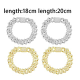 Maxbell 15mm Cuban Link Chain Bracelet Bling for Anniversaries Mens Women Parties 8inch Aureate