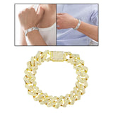 Maxbell 15mm Cuban Link Chain Bracelet Bling for Anniversaries Mens Women Parties 8inch Aureate