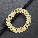 Maxbell 15mm Cuban Link Chain Bracelet Bling for Anniversaries Mens Women Parties 8inch Aureate