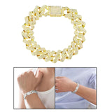 Maxbell 15mm Cuban Link Chain Bracelet Bling for Anniversaries Mens Women Parties 8inch Aureate