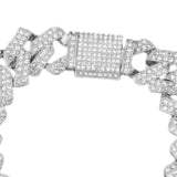 Maxbell 15mm Cuban Link Chain Bracelet Bling for Anniversaries Mens Women Parties 8inch Argent