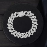 Maxbell 15mm Cuban Link Chain Bracelet Bling for Anniversaries Mens Women Parties 7inch Argent
