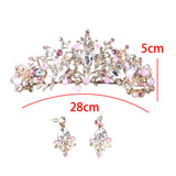 Maxbell Tiara and Crown Elegant Jeweled Costume Headbands for Birthday Party Prom Style A and earrings