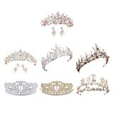 Maxbell Tiara and Crown Elegant Jeweled Costume Headbands for Birthday Party Prom Style A and earrings