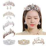 Maxbell Tiara and Crown Elegant Jeweled Costume Headbands for Birthday Party Prom Style A and earrings