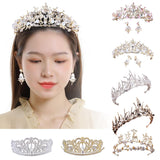 Maxbell Tiara and Crown Elegant Jeweled Costume Headbands for Birthday Party Prom Style A and earrings