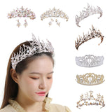 Maxbell Tiara and Crown Elegant Jeweled Costume Headbands for Birthday Party Prom Style A and earrings