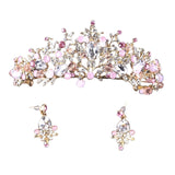 Maxbell Tiara and Crown Elegant Jeweled Costume Headbands for Birthday Party Prom Style A and earrings