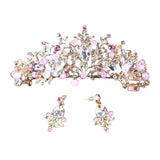 Maxbell Tiara and Crown Elegant Jeweled Costume Headbands for Birthday Party Prom Style A and earrings
