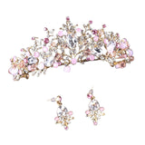 Maxbell Tiara and Crown Elegant Jeweled Costume Headbands for Birthday Party Prom Style A and earrings