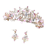 Maxbell Tiara and Crown Elegant Jeweled Costume Headbands for Birthday Party Prom Style A and earrings