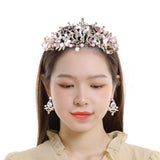 Maxbell Tiara and Crown Elegant Jeweled Costume Headbands for Birthday Party Prom Style A and earrings