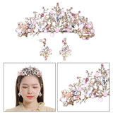 Maxbell Tiara and Crown Elegant Jeweled Costume Headbands for Birthday Party Prom Style A and earrings