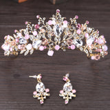 Maxbell Tiara and Crown Elegant Jeweled Costume Headbands for Birthday Party Prom Style A and earrings
