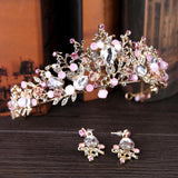 Maxbell Tiara and Crown Elegant Jeweled Costume Headbands for Birthday Party Prom Style A and earrings
