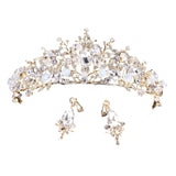 Maxbell Tiara and Crown Elegant Jeweled Costume Headbands for Birthday Party Prom Style B and earrings