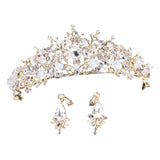 Maxbell Tiara and Crown Elegant Jeweled Costume Headbands for Birthday Party Prom Style B and earrings