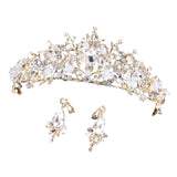 Maxbell Tiara and Crown Elegant Jeweled Costume Headbands for Birthday Party Prom Style B and earrings