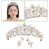 Maxbell Tiara and Crown Elegant Jeweled Costume Headbands for Birthday Party Prom Style B and earrings
