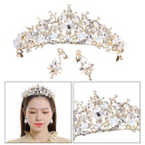 Maxbell Tiara and Crown Elegant Jeweled Costume Headbands for Birthday Party Prom Style B and earrings