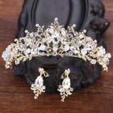 Maxbell Tiara and Crown Elegant Jeweled Costume Headbands for Birthday Party Prom Style B and earrings