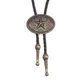 Maxbell Western Cowboy Bolo Tie for Men PU Leather Necktie Jewelry for Halloween Bronze