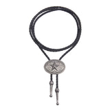 Maxbell Western Cowboy Bolo Tie for Men PU Leather Necktie Jewelry for Halloween Argent