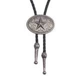 Maxbell Western Cowboy Bolo Tie for Men PU Leather Necktie Jewelry for Halloween Argent