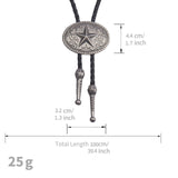 Maxbell Western Cowboy Bolo Tie for Men PU Leather Necktie Jewelry for Halloween Argent