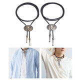 Maxbell Bolo Tie Oval Pendant Necklaces Retro Delicate Jewelry for Daily Work Gifts Bronze Color