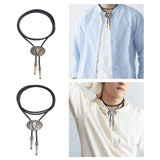 Maxbell Bolo Tie Oval Pendant Necklaces Retro Delicate Jewelry for Daily Work Gifts Bronze Color