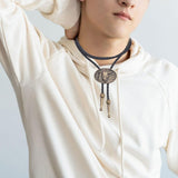 Maxbell Bolo Tie Oval Pendant Necklaces Retro Delicate Jewelry for Daily Work Gifts Bronze Color