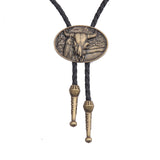 Maxbell Bolo Tie Oval Pendant Necklaces Retro Delicate Jewelry for Daily Work Gifts Bronze Color