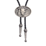 Maxbell Bolo Tie Oval Pendant Necklaces Retro Delicate Jewelry for Daily Work Gifts Argent