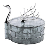 Maxbell Swan Shape Rotating Jewelry Organizer Dustproof for Ear Stud Watches Rings Grey