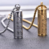 Maxbell Fashion Urn Necklace Men Women Cylinder Locket Container Jar for Funeral Argent