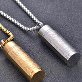 Maxbell Fashion Urn Necklace Men Women Cylinder Locket Container Jar for Funeral Argent