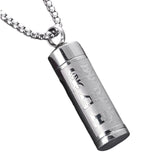 Maxbell Fashion Urn Necklace Men Women Cylinder Locket Container Jar for Funeral Argent