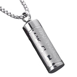 Maxbell Fashion Urn Necklace Men Women Cylinder Locket Container Jar for Funeral Argent