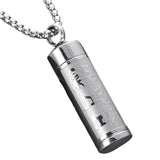 Maxbell Fashion Urn Necklace Men Women Cylinder Locket Container Jar for Funeral Argent